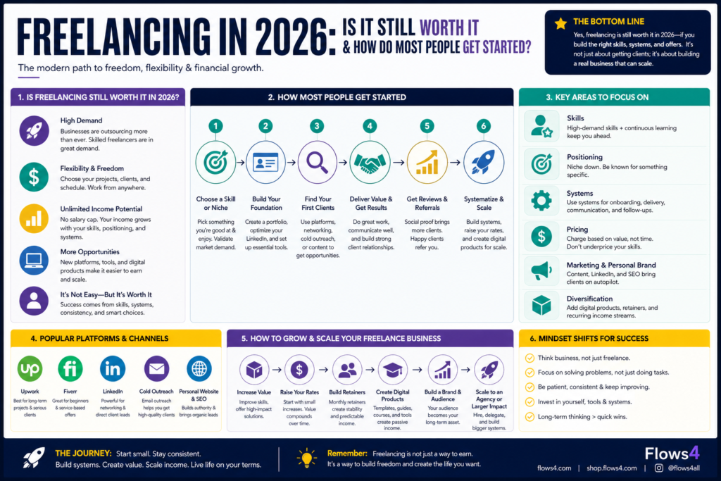 Digital products for freelancers and how to start freelancing in 2026 infographic